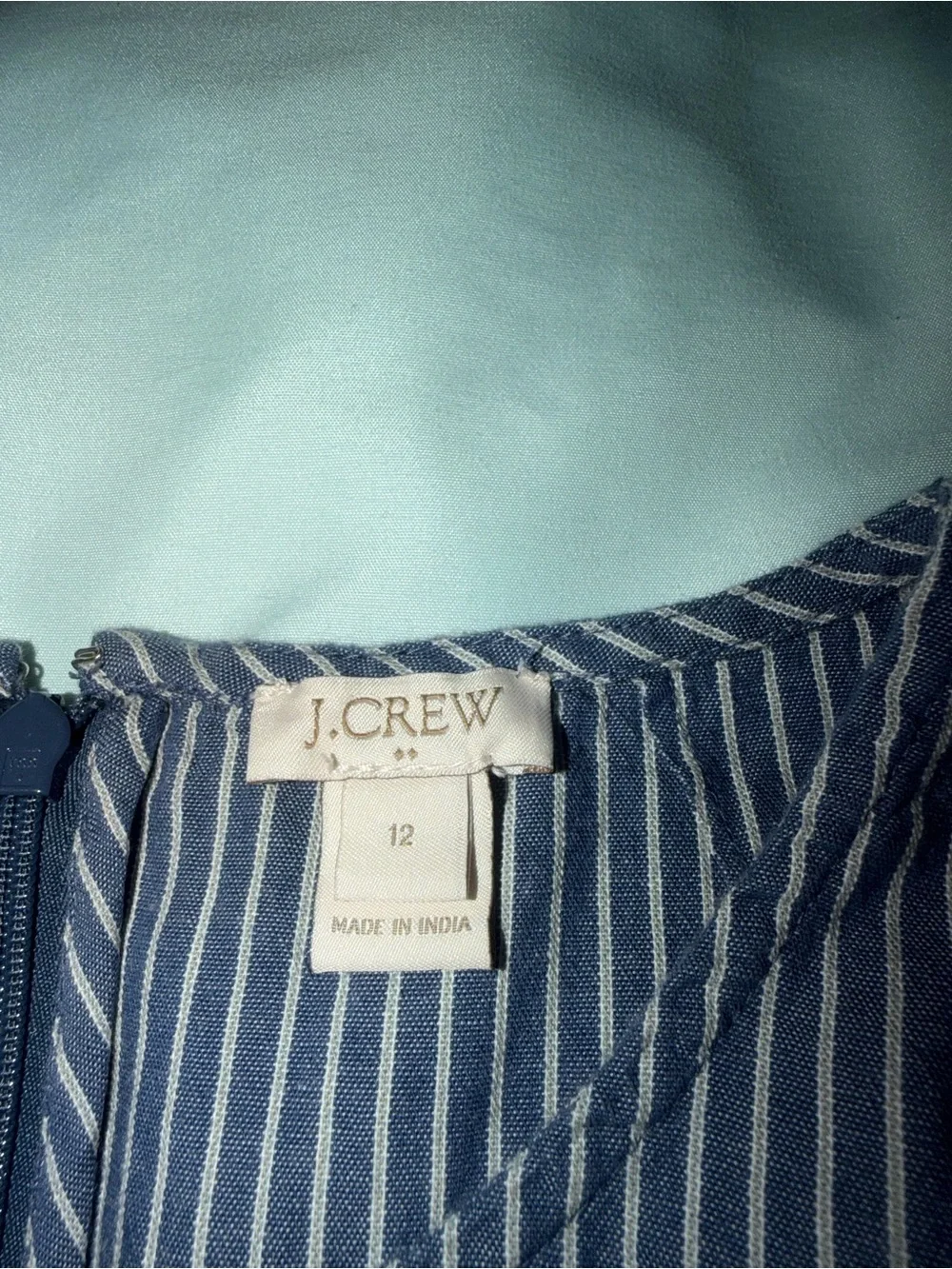 J Crew Chambray Blue Striped Bell Sleeve Dress